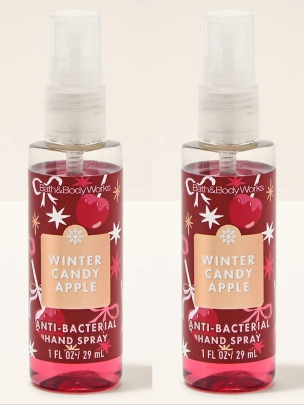 Bath & Body Works Winter Candy Apple Hand Sanitizer Spray Set of 2 NEW RARE